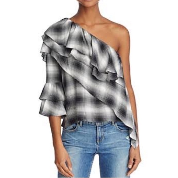 Alice + Olivia Tops - Alice + Olivia Hilaria One-Shoulder Ruffle Blouse